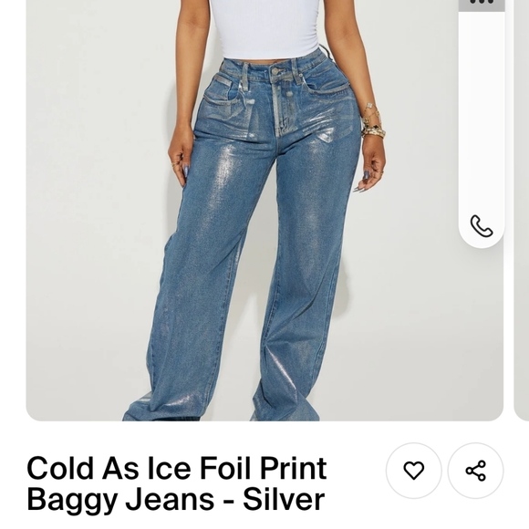 Fashion Nova Denim - Baggy Foil Stretch Jeans
